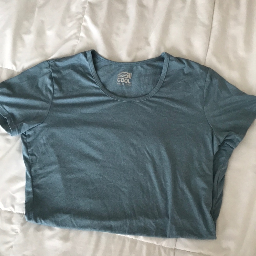 32 degrees Cool, size small, light blue top.